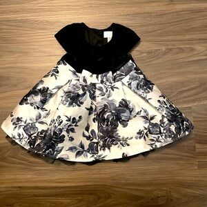 The Children's Place Black Velvet Floral Formal Dress size 6-12 months
